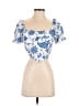 Salanta 100% Polyester Blue Short Sleeve Blouse Size 6 - photo 1