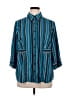 Covington Stripes Teal Blue Long Sleeve Blouse Size 16 - photo 1