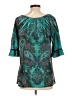 B.l.e.u. 100% Polyester Teal 3/4 Sleeve Blouse Size L - photo 2