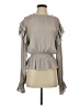 Glam 100% Polyester Gray Long Sleeve Blouse Size S - photo 1