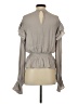 Glam 100% Polyester Gray Long Sleeve Blouse Size S - photo 2
