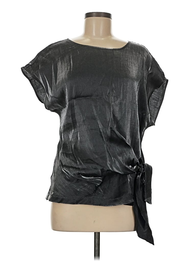 Max Studio Short Sleeve Blouse In Black