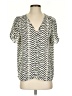 Collective Concepts 100% Polyester Chevron-herringbone White Silver Short Sleeve Blouse Size S - photo 1