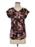 Express 100% Polyester Floral Black Short Sleeve Blouse Size S - photo 1