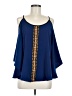 VAVA by Joy Han 100% Polyester Blue 3/4 Sleeve Blouse Size M - photo 1