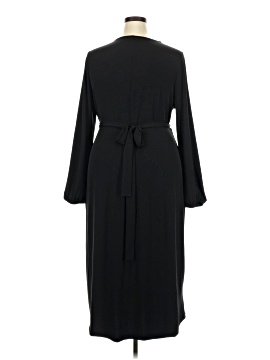 chinese dress ladies 3X Lane Bryant NWT black wrap dress with white geometric pattern and r   Witch Bitch Thrift