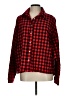 Glam Plaid Red Long Sleeve Button-Down Shirt Size L - photo 1