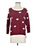 Lucky Brand 100% Cotton Stars Burgundy Pullover Sweater Size S - photo 1