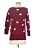 Lucky Brand 100% Cotton Stars Burgundy Pullover Sweater Size S - photo 2