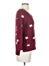 Lucky Brand 100% Cotton Stars Burgundy Pullover Sweater Size S - photo 4
