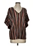 Vanessa Virginia 100% Polyester Stripes Brown 3/4 Sleeve Blouse Size S - photo 1