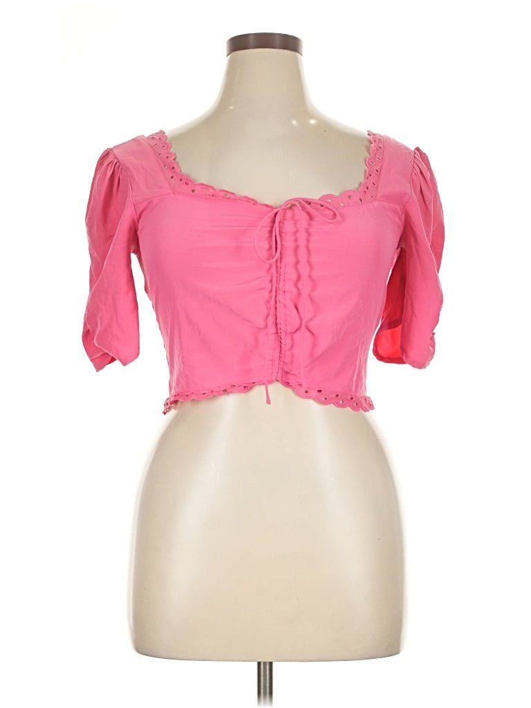 Pre-owned Milk & Honey Short Sleeve Blouse In Pink