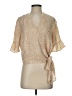 Lush 100% Polyester Tan Short Sleeve Blouse Size S - photo 1