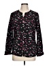 Elementz Print Black Long Sleeve Blouse Size L - photo 1