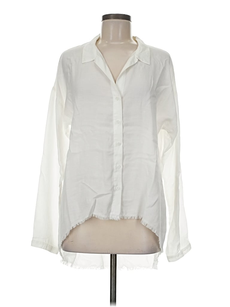 Pre-owned Cloth & Stone Long Sleeve Blouse In White