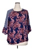 Forever 21 Plus 100% Polyester Paisley Blue 3/4 Sleeve Blouse Size 2X - photo 1