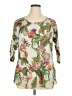Cj Banks 100% Polyester Green 3/4 Sleeve Top Size 1X - photo 1