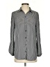 City Streets 100% Polyester Stripes Gray Long Sleeve Blouse Size S - photo 1