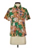 Shein 100% Polyester Tropical Green Short Sleeve Blouse Size S - photo 1