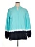 Sag Harbor 100% Cotton Color Block Teal Long Sleeve Blouse Size XL - photo 1