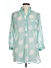 Xtaren 100% Polyester Polka Dots Teal 3/4 Sleeve Blouse Size L - photo 1