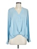 Lush 100% Polyester Blue Long Sleeve Blouse Size M - photo 1
