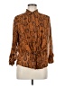 Keep In Touch 100% Polyester Animal Print Brown Long Sleeve Blouse Size M - photo 1