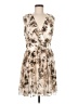 DKNY 100% Polyester Print Tan Cocktail Dress Size 8 - photo 1