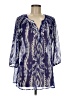 Harlow Zee 100% Polyester Aztec Or Tribal Print Blue 3/4 Sleeve Blouse Size M - photo 1