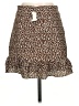 Aqua 100% Polyester Animal Print Brown Casual Skirt Size S - photo 2