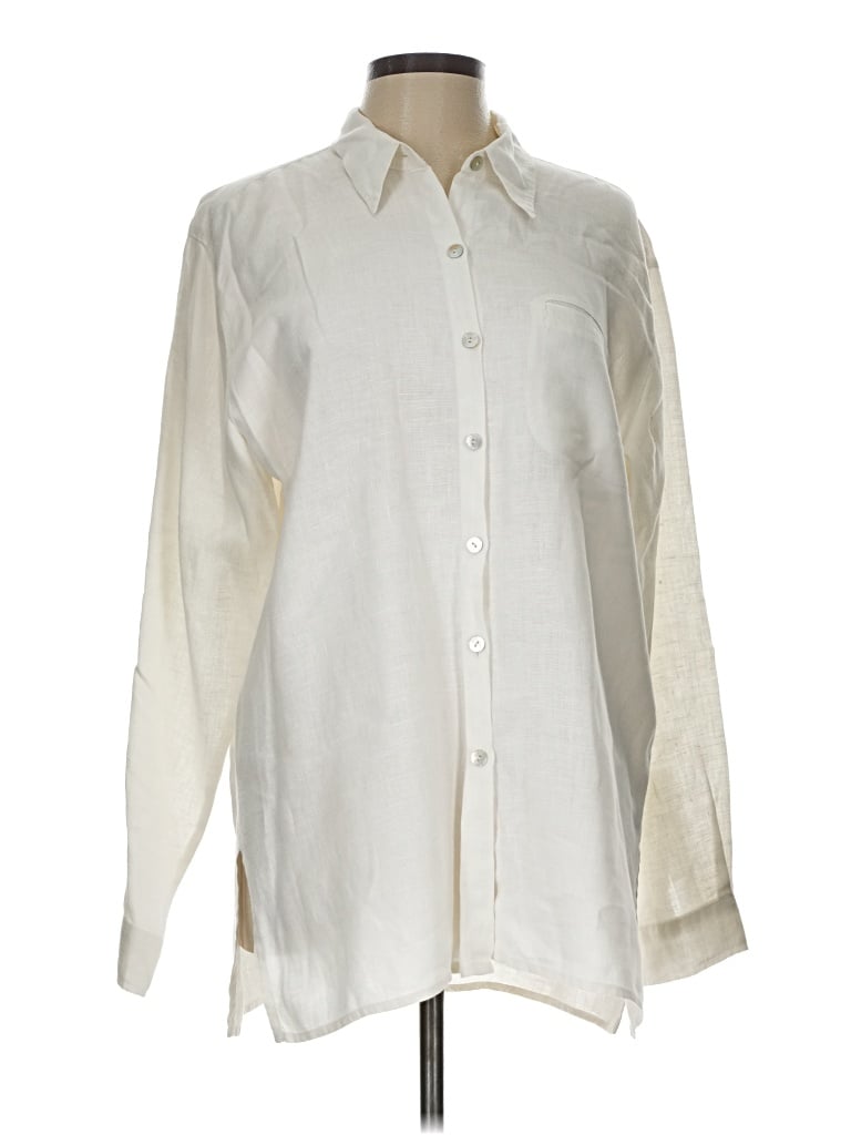 Pre-owned Chico's Design Long Sleeve Button Down Shirt In White