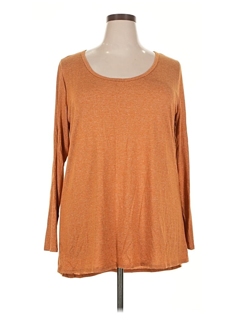 Pre-owned Lularoe Long Sleeve Top Orange Scoop Neck Tops