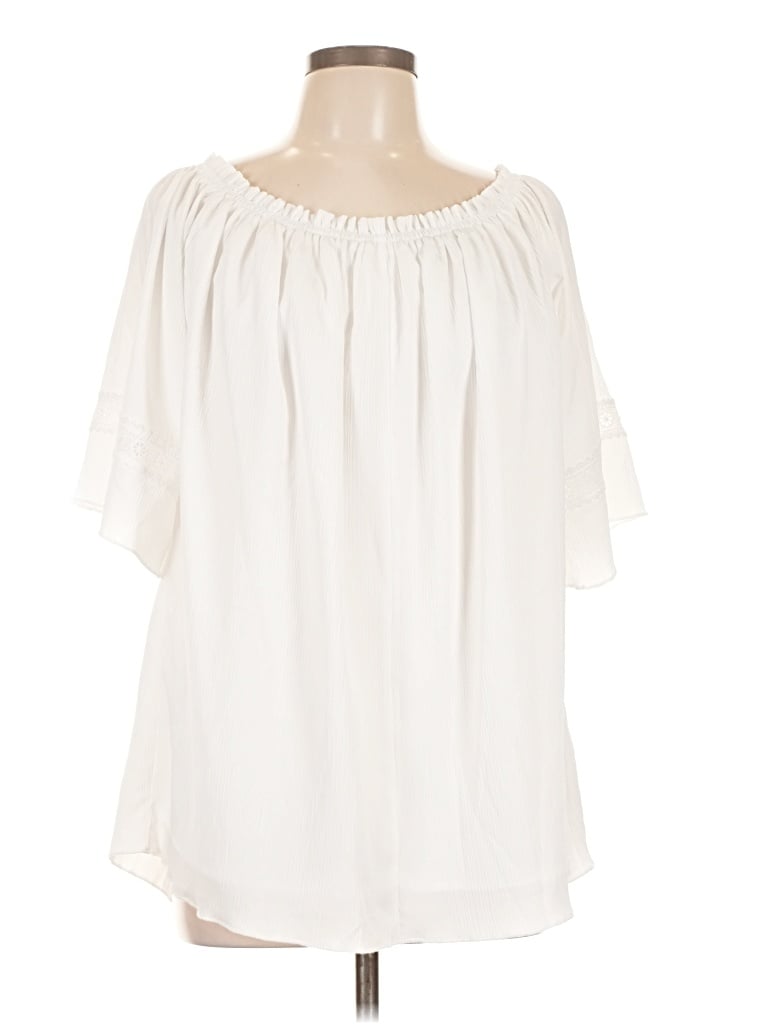 Pre-owned Assorted Brands Short Sleeve Blouse In Ivory