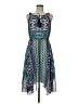 Unbranded 100% Polyester Paisley Blue Cocktail Dress Size 6 - photo 1