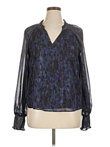 Aqua Long Sleeve Blouse (view 1)