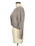 Bershka Houndstooth Gray Tan Long Sleeve Blouse Size M - photo 5