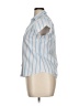 Bogari Stripes Blue Short Sleeve Blouse Size XL - photo 5