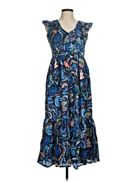 chinese dress ladies Womens Anthropologie Blue Paisley Pattern Velvet Maxi Dress
