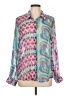 AP.NY 100% Cupro Print Teal Long Sleeve Blouse Size L - photo 1