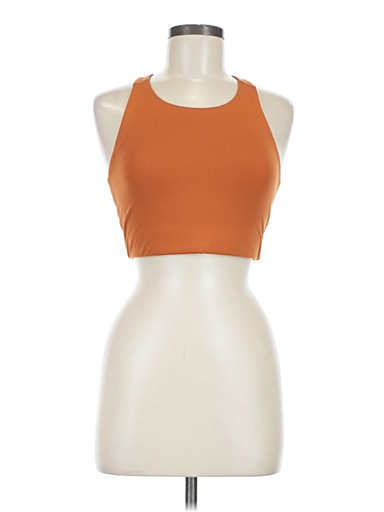 Pre-owned Girlfriend Collective Tank Top Orange Halter Neckline Tops