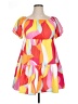 Shein Curve 100% Polyester Print Orange Casual Dress Size 0X - photo 1
