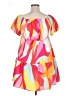 Shein Curve 100% Polyester Print Orange Casual Dress Size 0X - photo 2