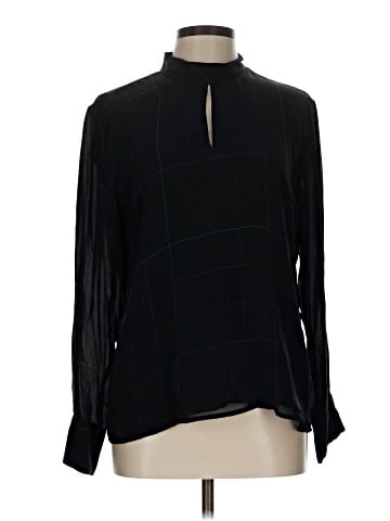 Ecru Long Sleeve Silk Top (view 1)