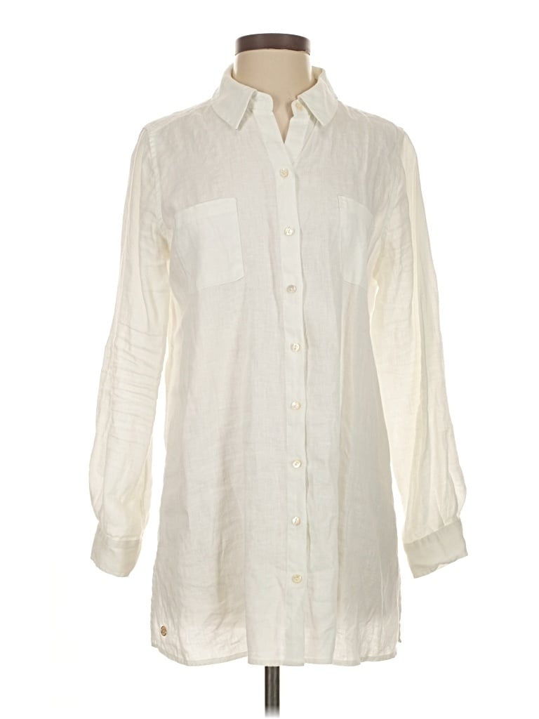 Pre-owned Lilly Pulitzer 3/4 Sleeve Button Down Shirt In White