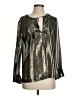 J.Crew Metallic Silver Long Sleeve Silk Top Size 4 - photo 1