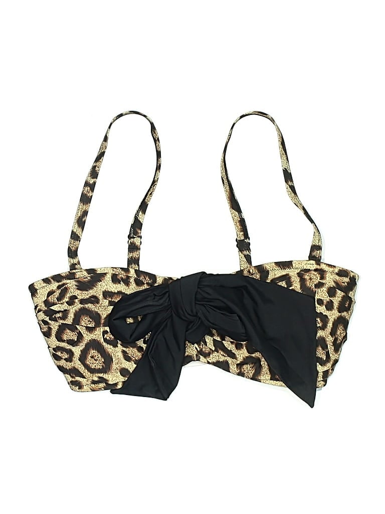 Pre-owned Unique Vintage Swimsuit Top Gold Animal Print Pattern Swimwear
