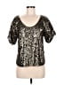 Mia Joy Metallic Silver Short Sleeve Top Size M - photo 1