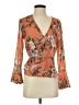 Unbranded 100% Polyester Orange Brown 3/4 Sleeve Blouse Size S - photo 1