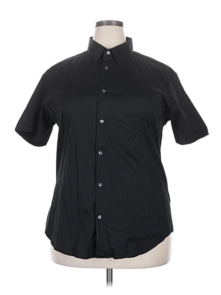 Pre-owned Theory Short Sleeve Button Down Shirt In Black