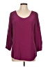 Max Studio 100% Silk Burgundy Purple 3/4 Sleeve Silk Top Size L - photo 1